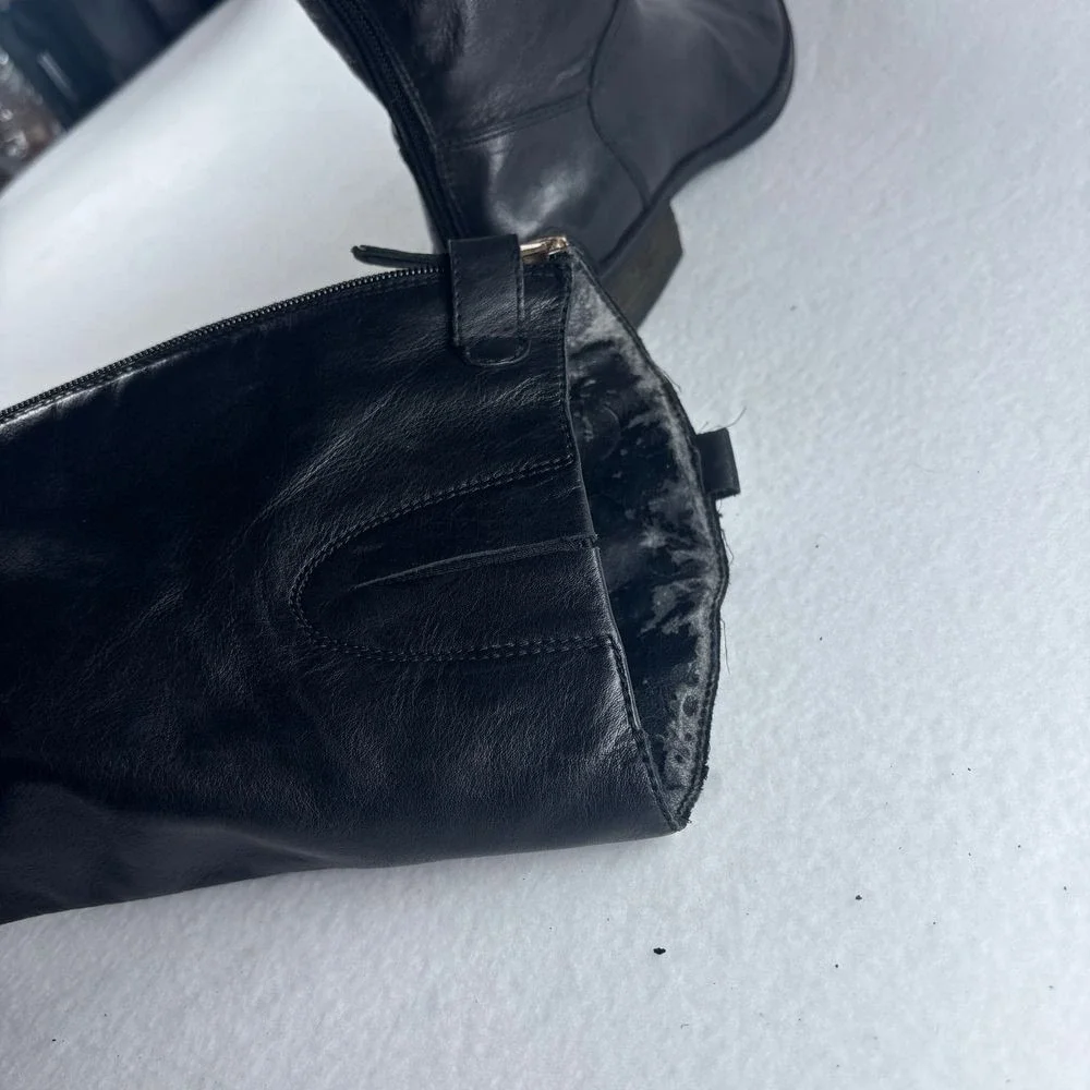 Sam Edelman Black Leather Riding Boots Knee High Womens Sz 7 Equestrian‎ Western